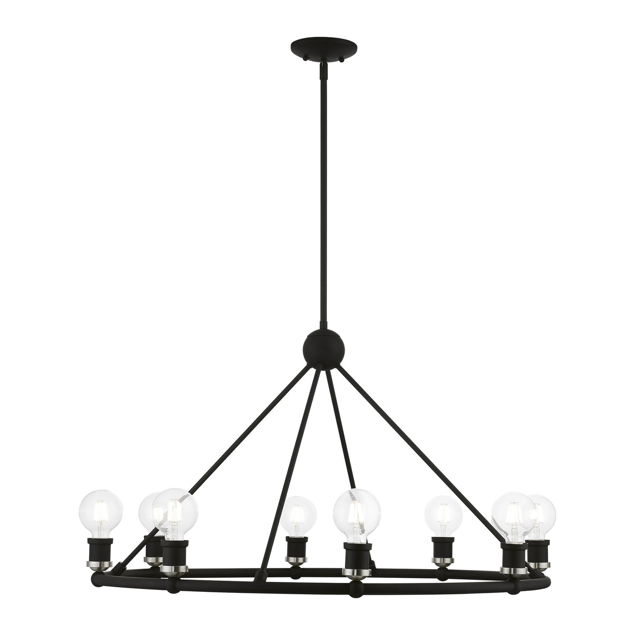 LIVEX LIGHTING 47168-04 8 Light Black with Brushed Nickel Accents Chandelier