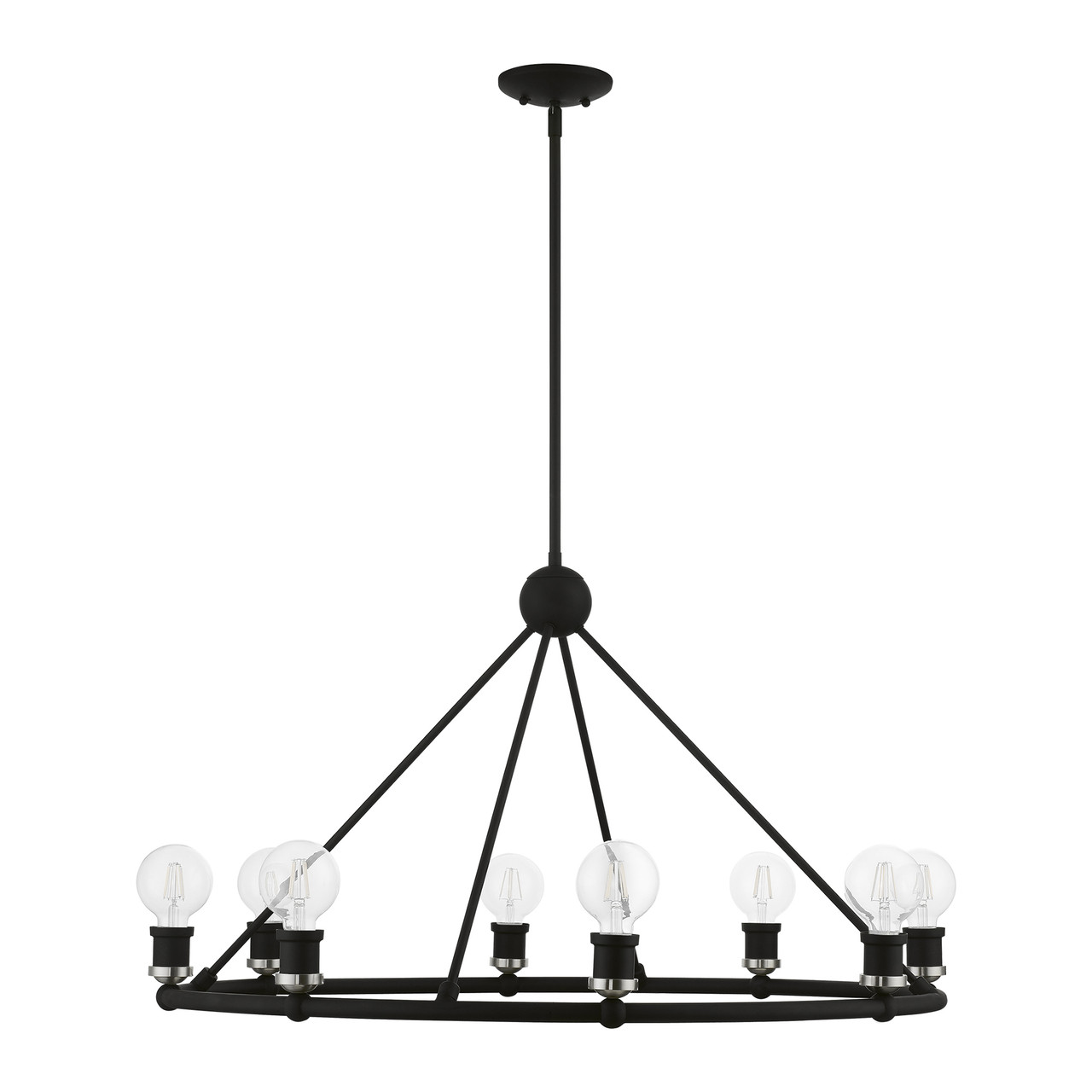 LIVEX LIGHTING 47168-04 8 Light Black with Brushed Nickel Accents Chandelier
