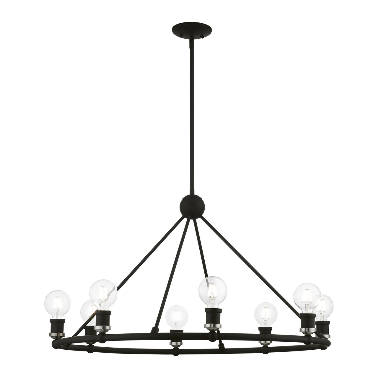 LIVEX LIGHTING 47168-04 8 Light Black with Brushed Nickel Accents Chandelier