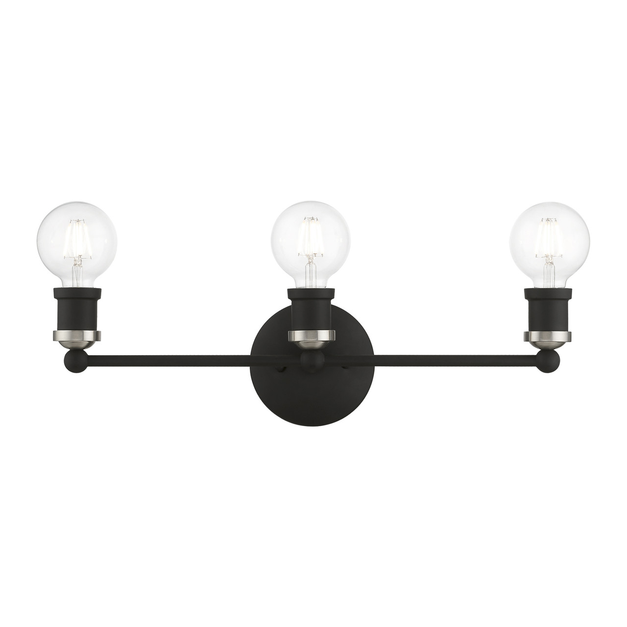 LIVEX LIGHTING 14423-04 3 Light Black with Brushed Nickel Accents ADA Vanity Sconce