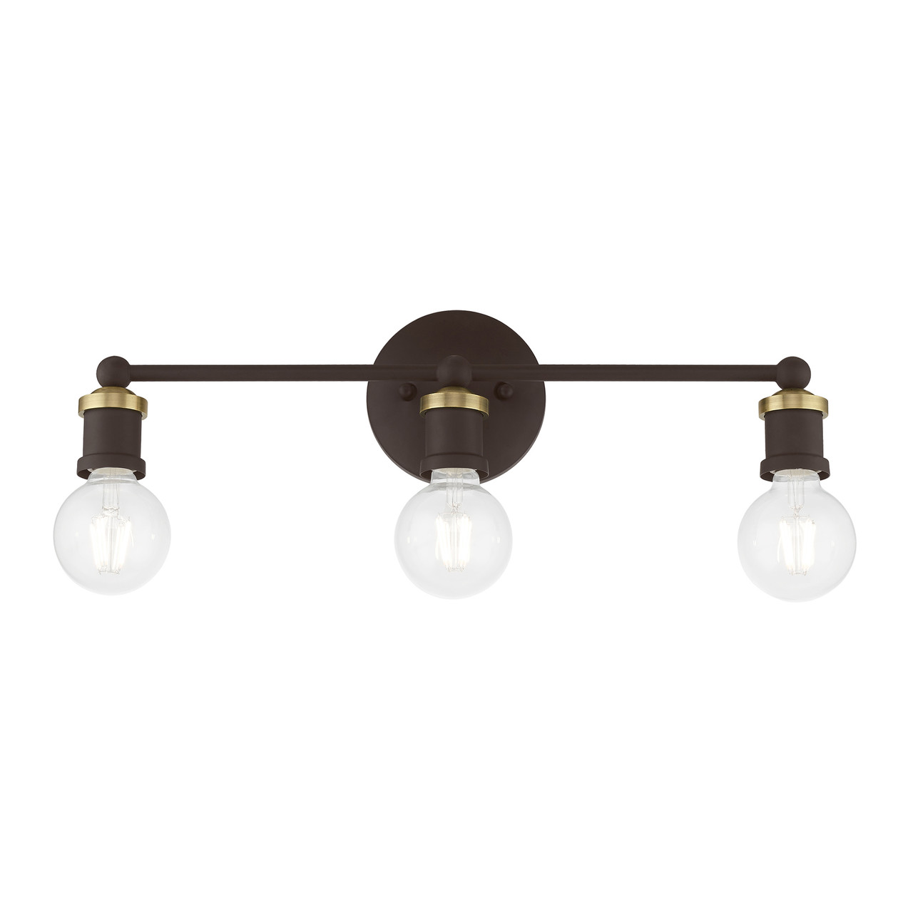 LIVEX LIGHTING 14423-07 3 Light Bronze with Antique Brass Accents ADA Vanity Sconce