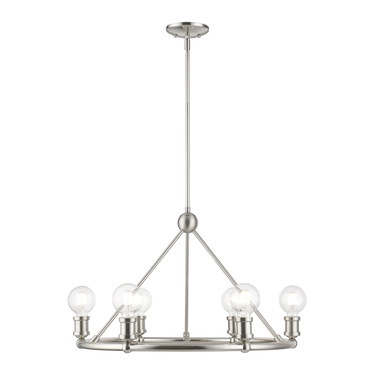 LIVEX LIGHTING 47166-91 6 Light Brushed Nickel Chandelier