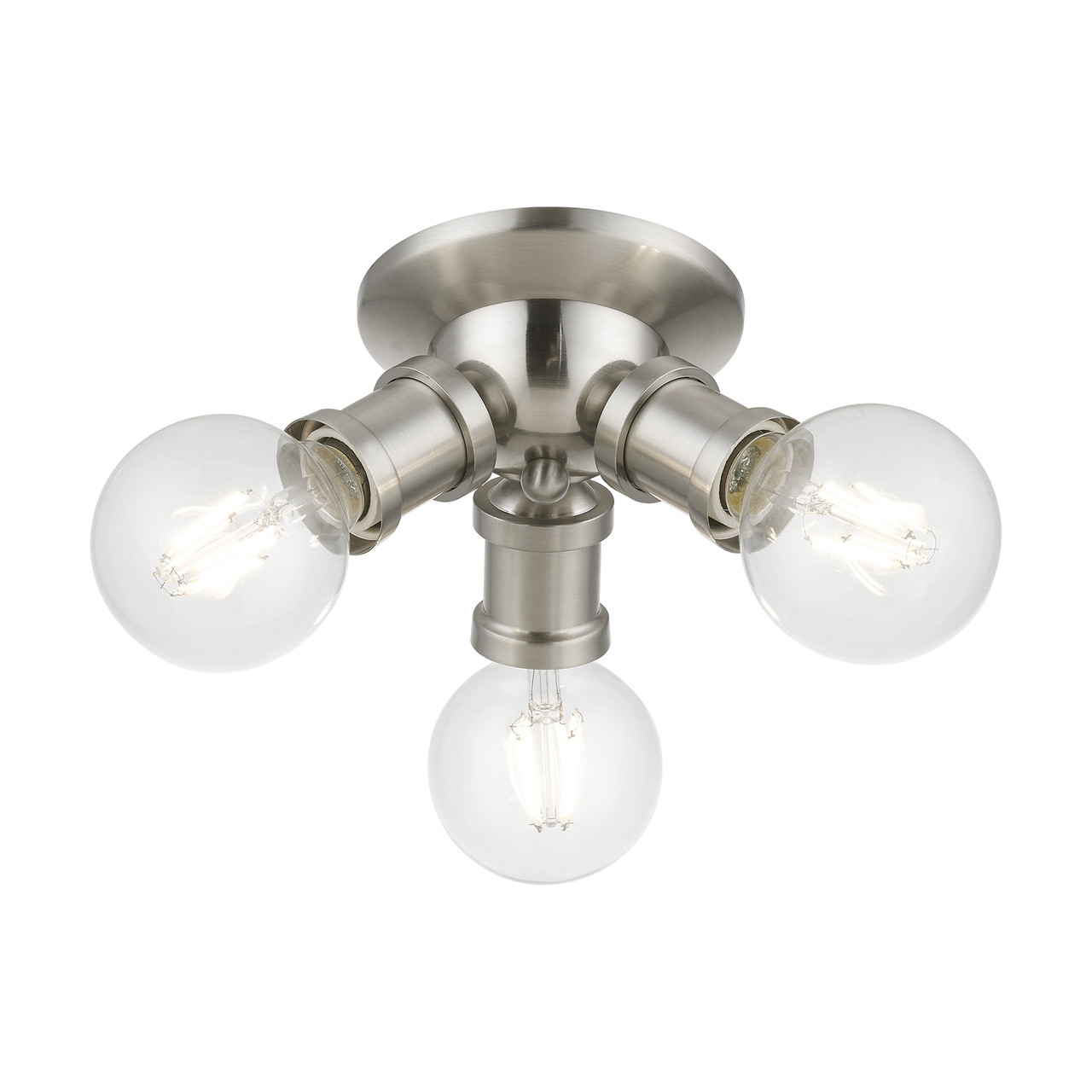 LIVEX LIGHTING 47169-91 3 Light Brushed Nickel Flush Mount