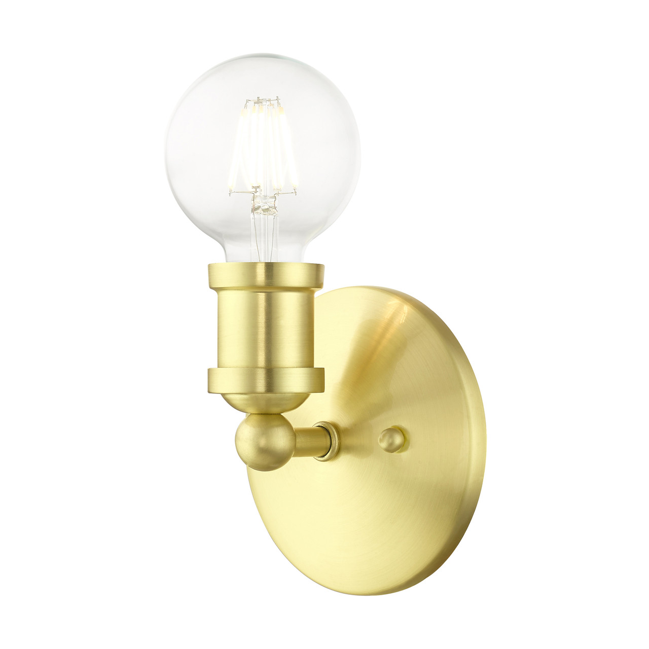 LIVEX LIGHTING 14420-12 1 Light Satin Brass ADA Single Vanity Sconce