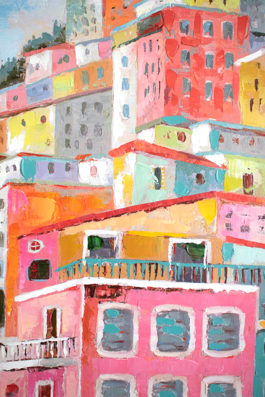 KALALOU CAR1685 OIL PAINTING - COLORFUL HOUSES