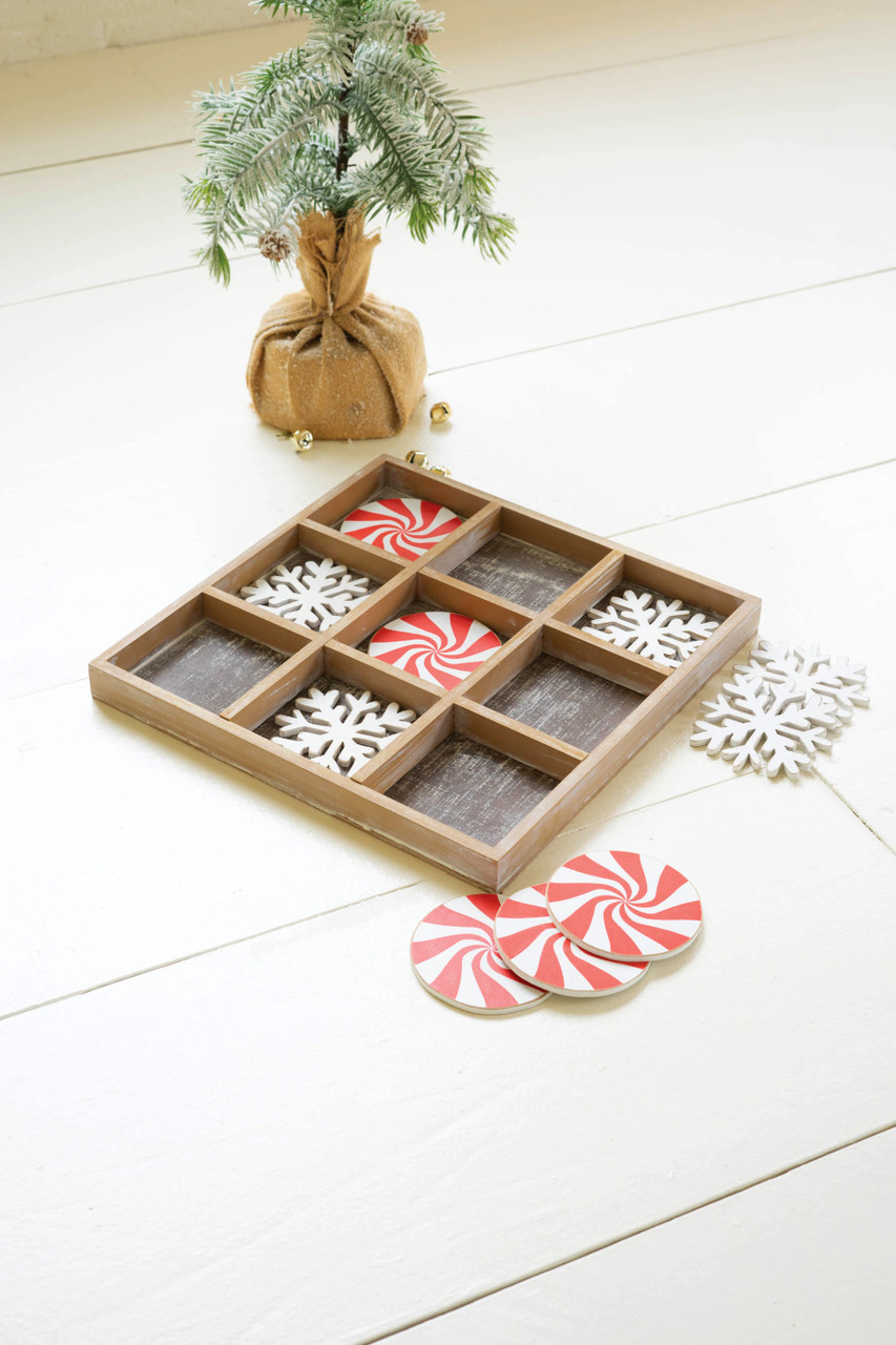 KALALOU CGU2529 HOLIDAY WOODEN TIC TAC TOE