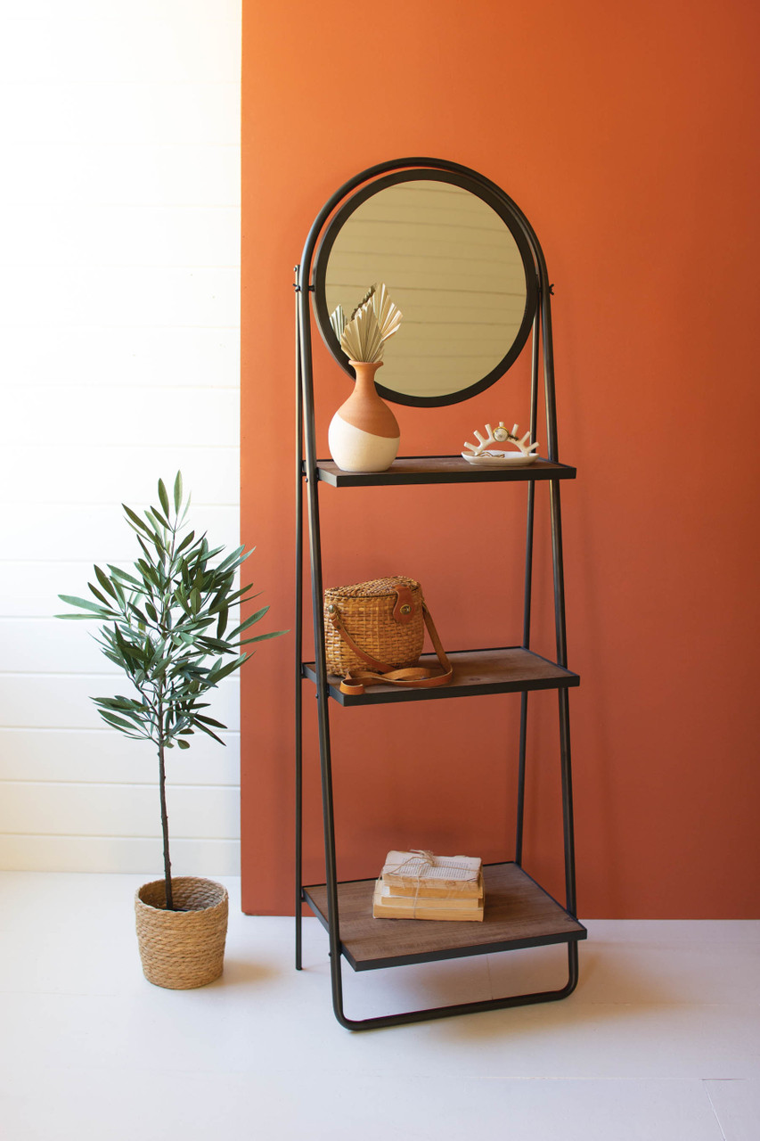 KALALOU CHW1480 LEANING WALL MIRROR WITH SHELVES