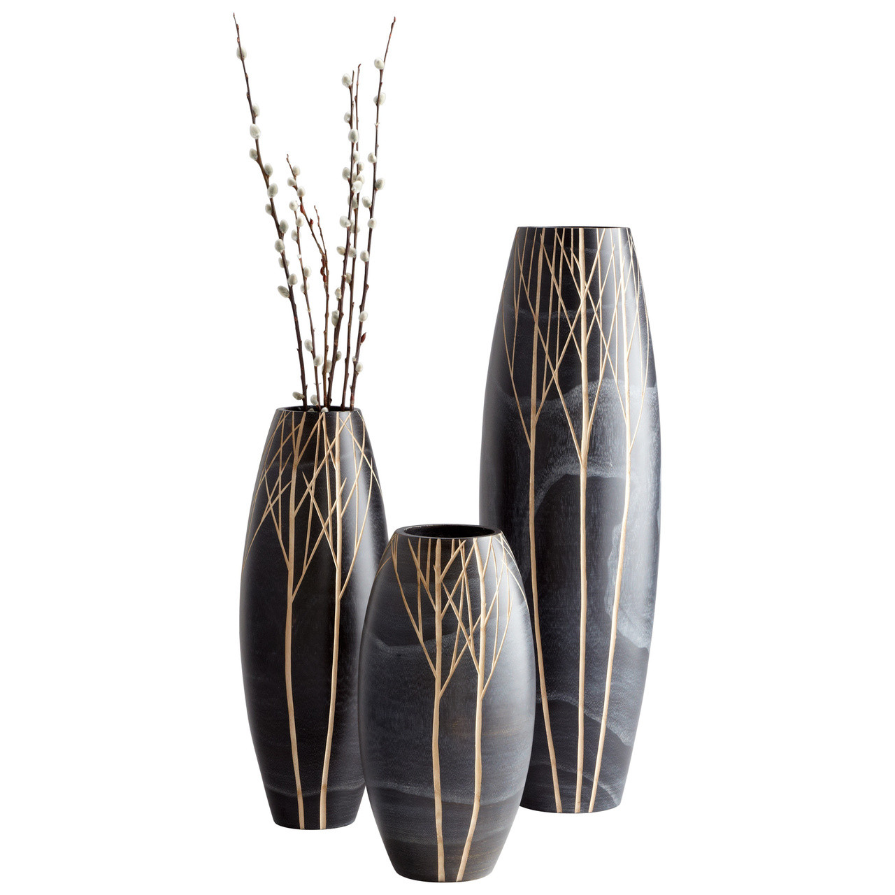 CYAN DESIGN 06024 Large Onyx Winter Vase, Black