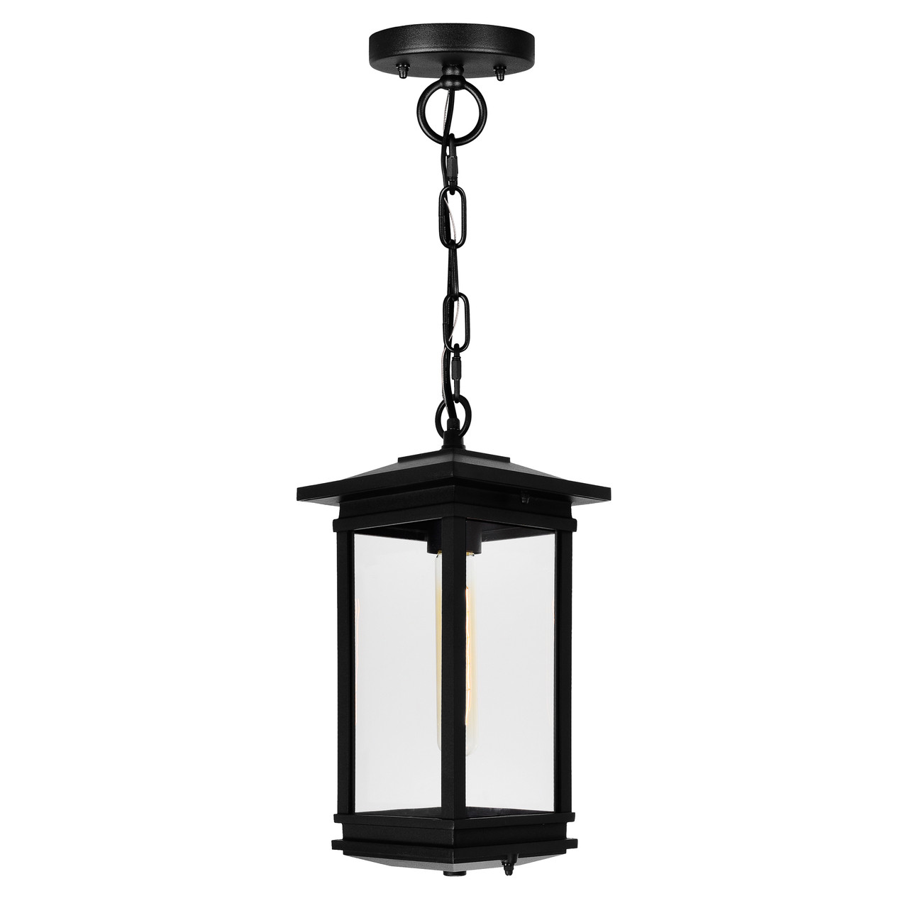 CWI LIGHTING 0422P7-1-101 Oakwood 1 Light Outdoor Black Pendant