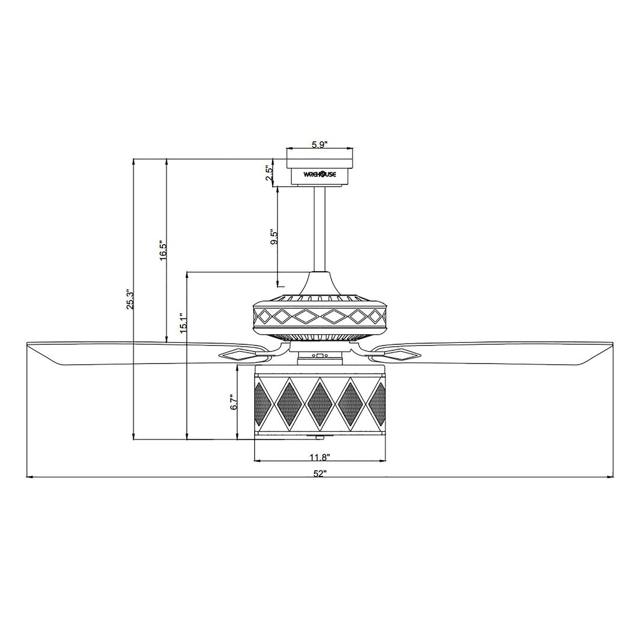 WAREHOUSE OF TIFFANY'S AL02P01CH Cadella 52 in. 2-Light Indoor Chrome Finish Ceiling Fan with Light Kit and Remote