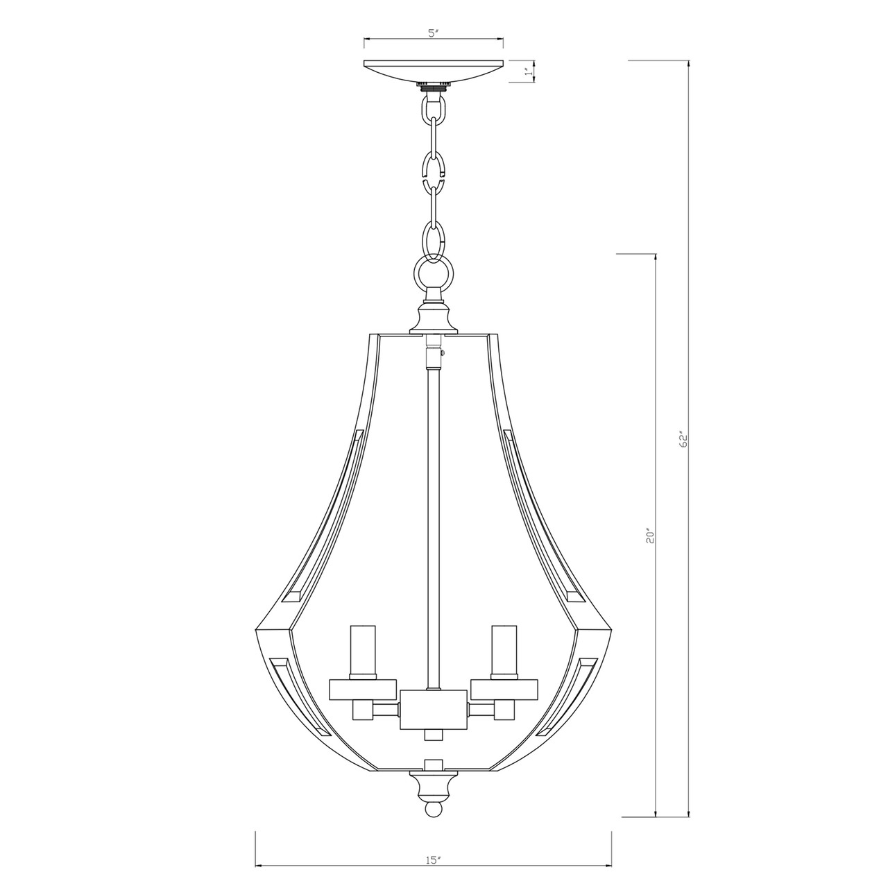 WAREHOUSE OF TIFFANY'S 6006/4C Fabiola 15 in. 4-Light Indoor Matte Black and Faux Wood Grain Finish Chandelier with Light Kit