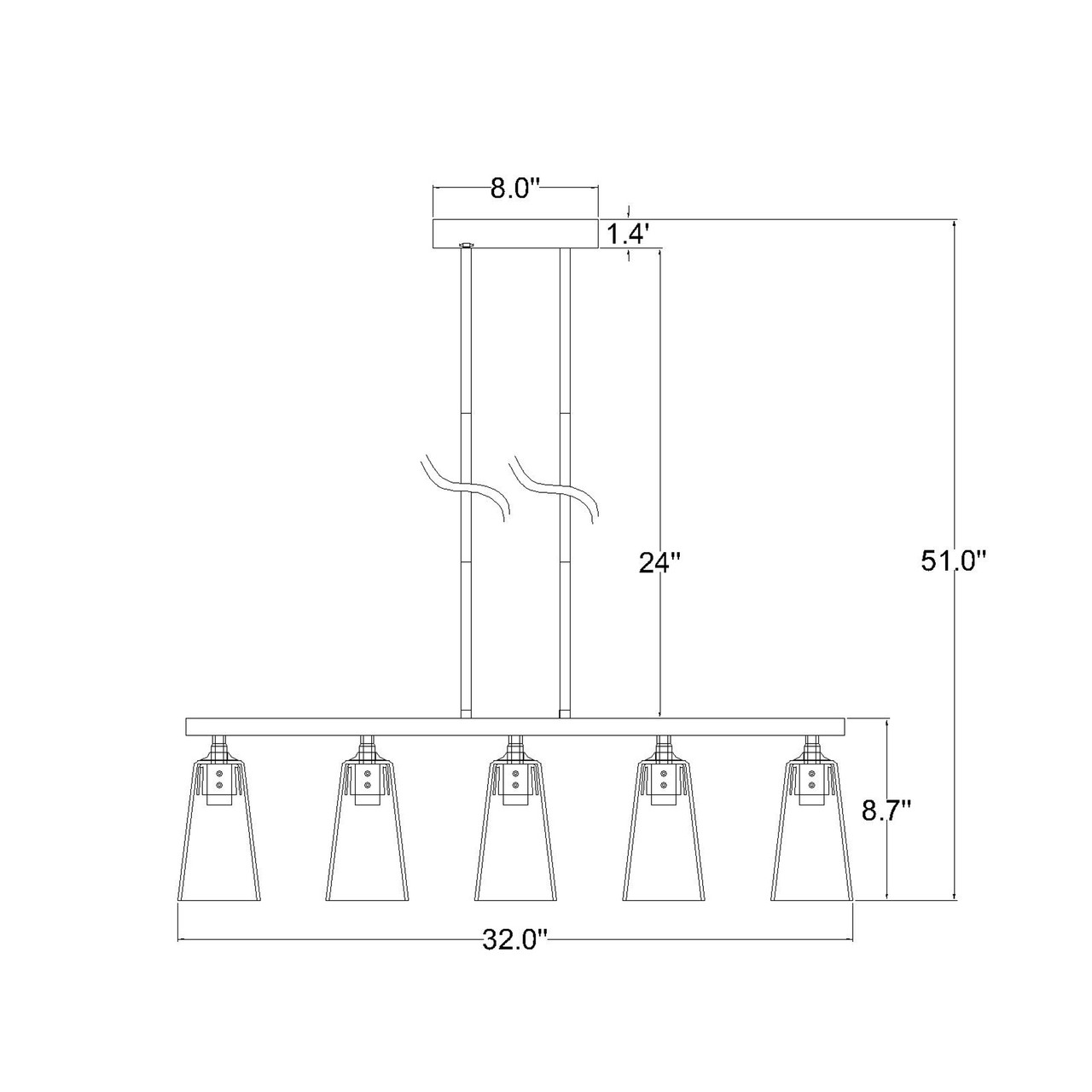 WAREHOUSE OF TIFFANY'S FD10003/5KB Folia 34 in. 5-Light Indoor Matte Black Finish Chandelier with Light Kit