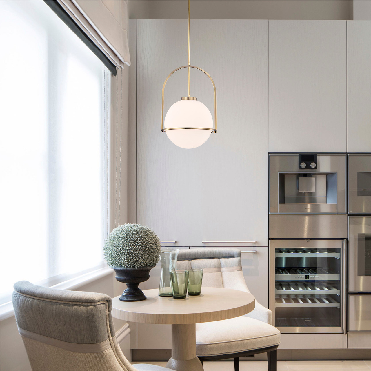 WAREHOUSE OF TIFFANY'S FD10028/1BS Moonrise 12 in. 1-Light Indoor Brass Finish Pendant with Light Kit