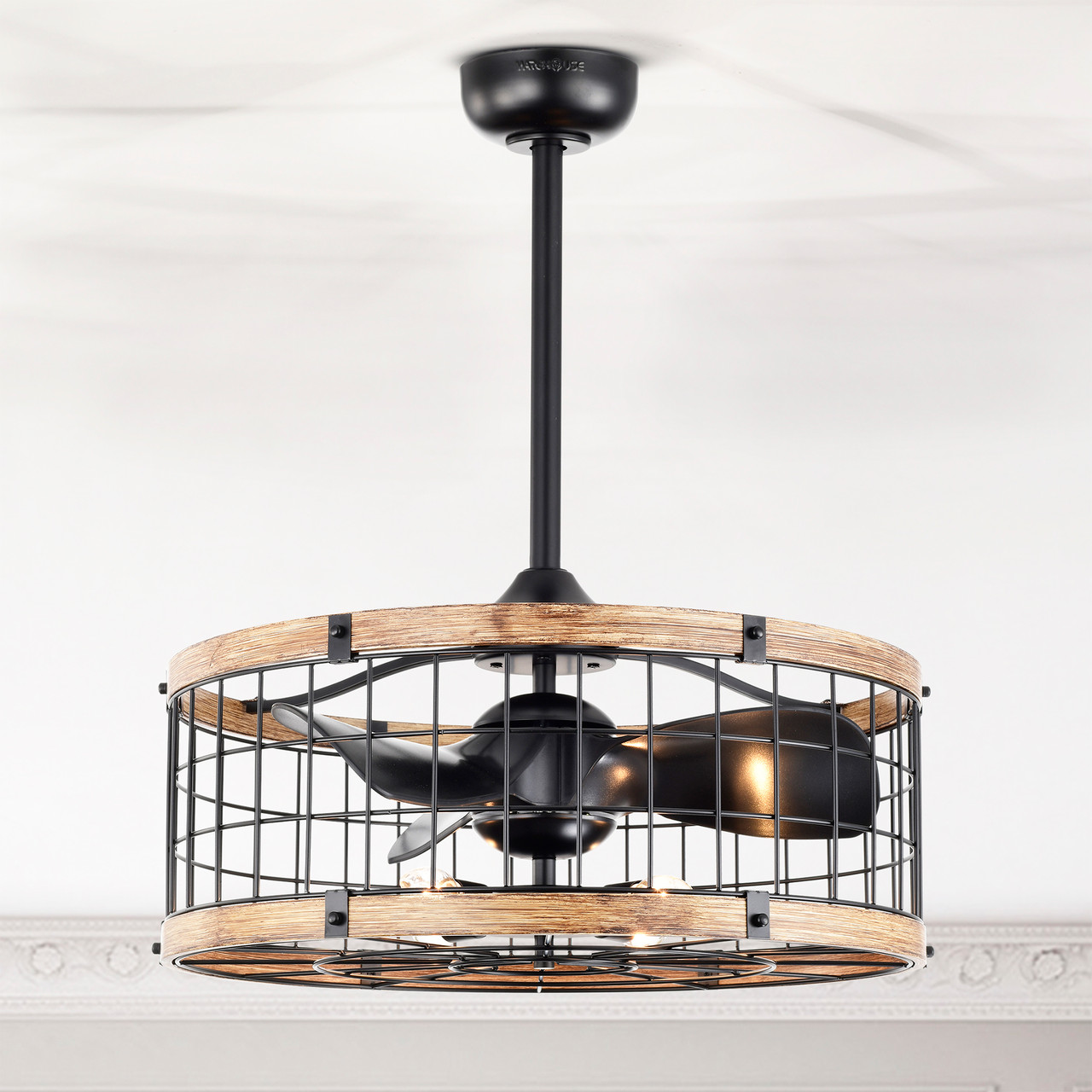 WAREHOUSE OF TIFFANY'S DW01W10IB Selma 24.8 in. Indoor Black and Brown Finish Ceiling Fan with Light Kit and Remote