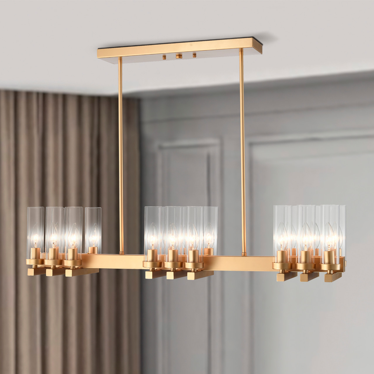 WAREHOUSE OF TIFFANY'S MD46/18MG Shea 36 in. 18-Light Indoor Matte Gold Finish Chandelier with Light Kit