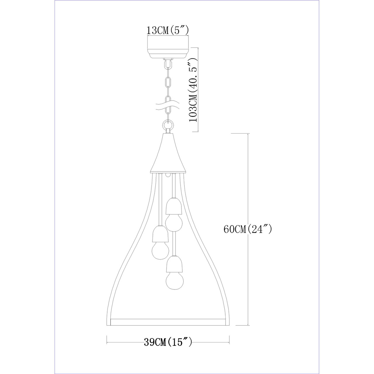 WAREHOUSE OF TIFFANY'S IMP807/3 Vissenta 15 in. 3-Light Indoor Faux Wood Grain Finish Chandelier with Light Kit