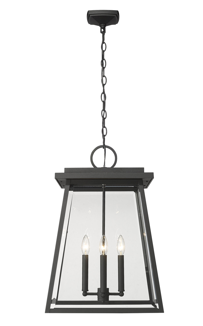 Z-LITE 521CHXL-BK 4 Light Outdoor Chain Mount Ceiling Fixture, Black