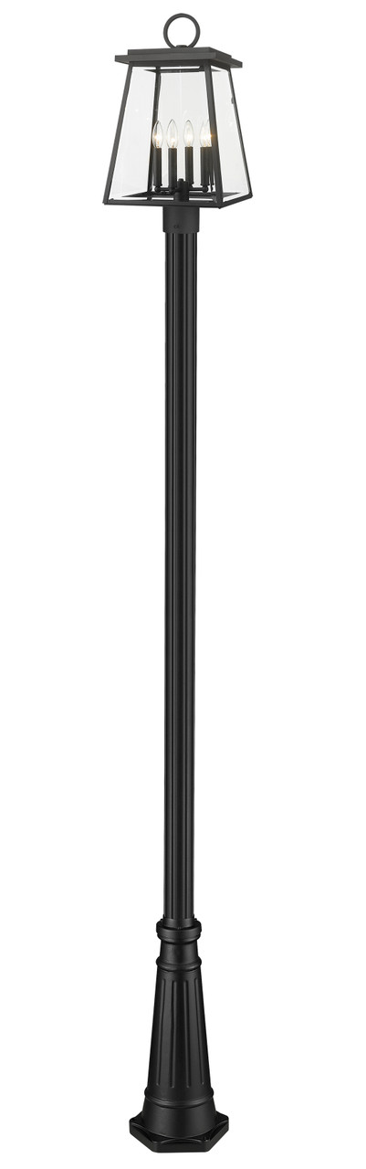 Z-LITE 521PHBR-519P-BK 4 Light Outdoor Post Mounted Fixture, Black