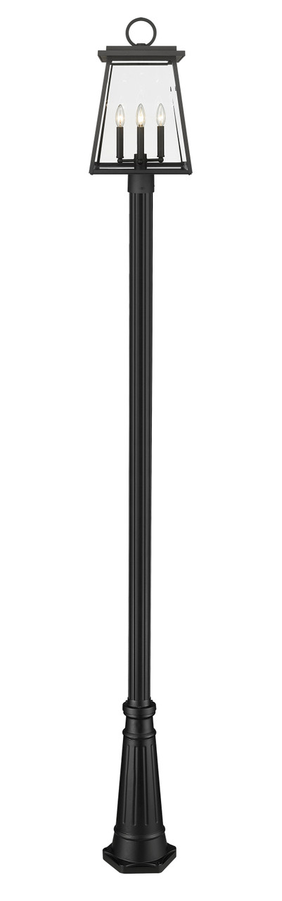 Z-LITE 521PHBR-519P-BK 4 Light Outdoor Post Mounted Fixture, Black