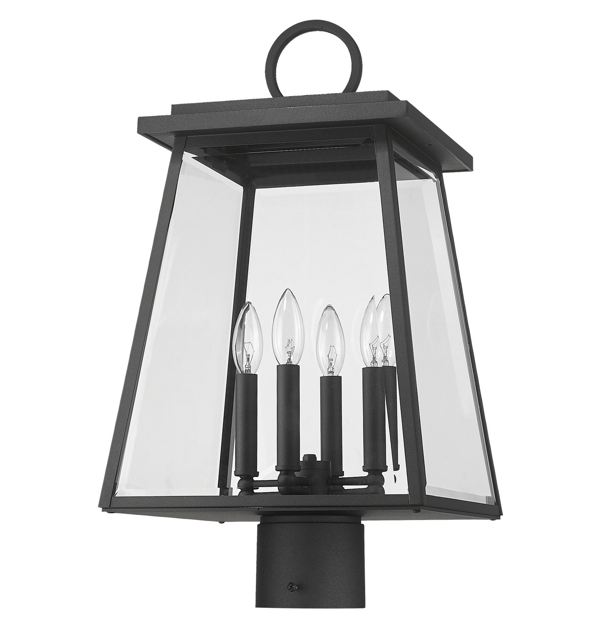 Z-LITE 521PHBR-BK 4 Light Outdoor Post Mount Fixture, Black