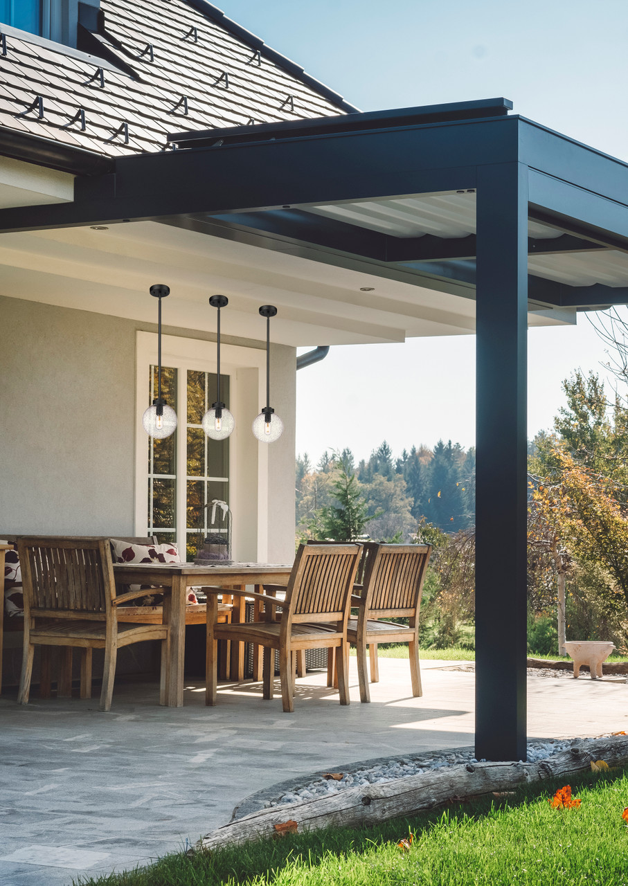 Z-LITE 599P8-BK 1 Light Outdoor Pendant, Black