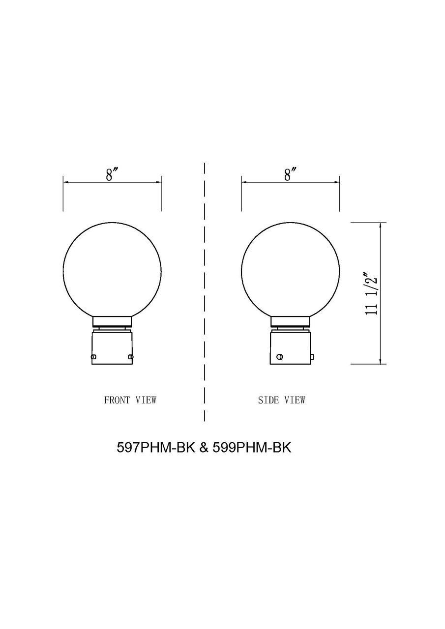 Z-LITE 599PHM-BK 1 Light Outdoor Post Mount Fixture, Black