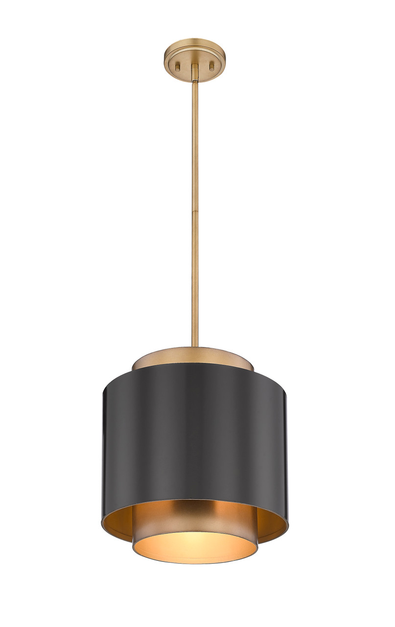 Z-LITE 739P12-BRZ-RB 1 Light Pendant, Bronze + Rubbed Brass