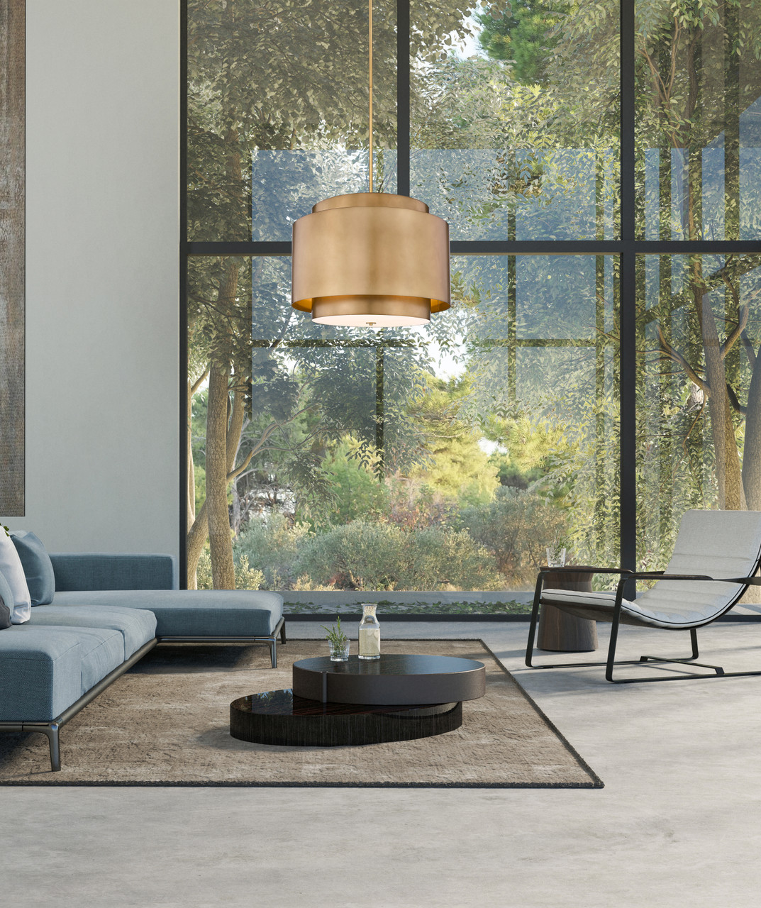 Z-LITE 739P32-RB 4 Light Pendant, Rubbed Brass