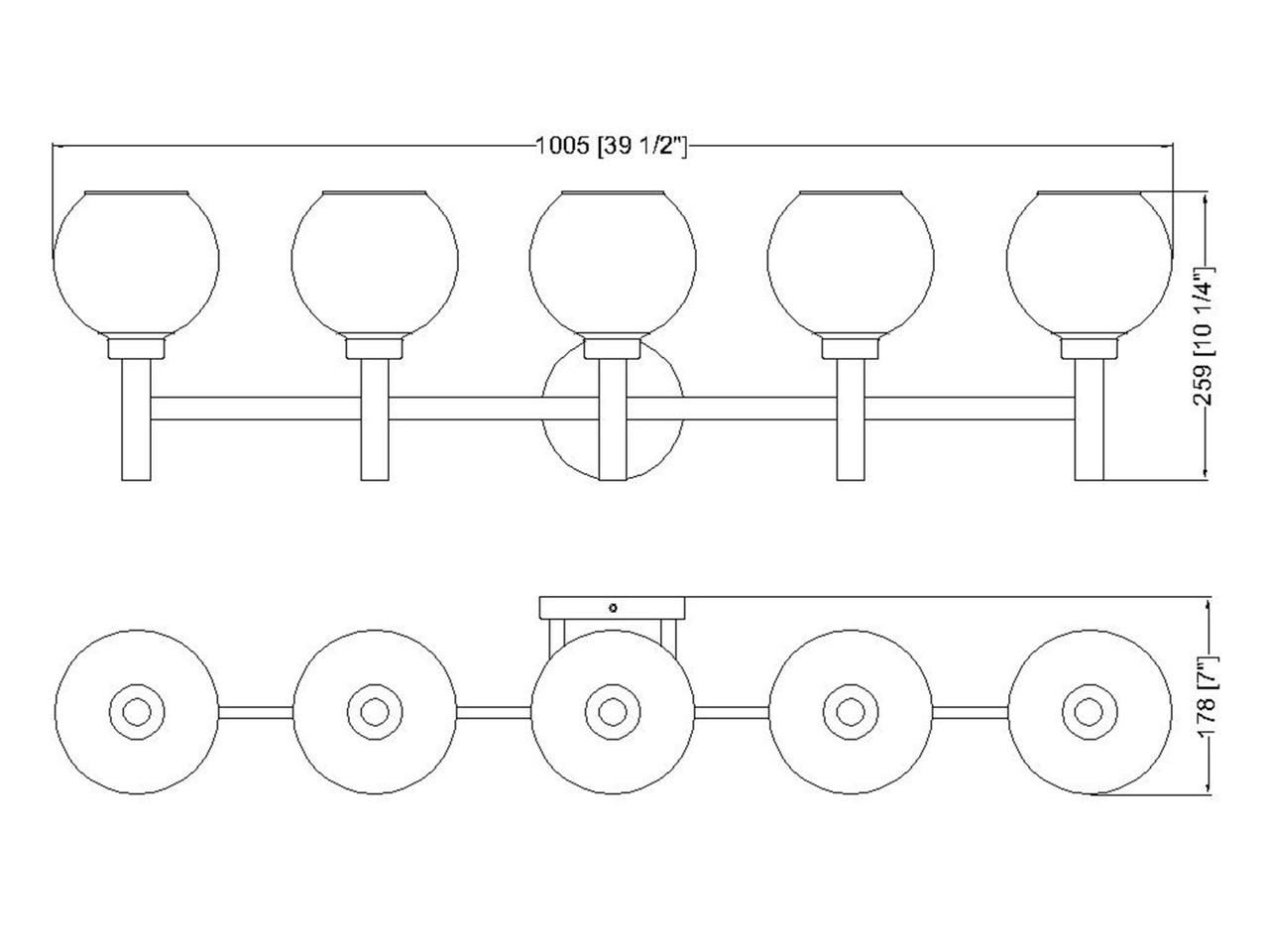 Z-LITE 7502-5V-BG 5 Light Vanity, Brushed Gold
