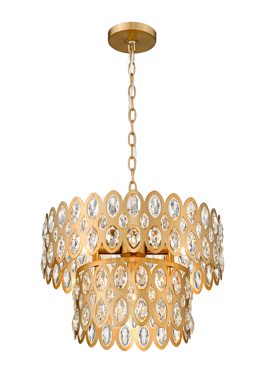 Z-LITE 822P15-HB 5 Light Pendant, Heirloom Brass