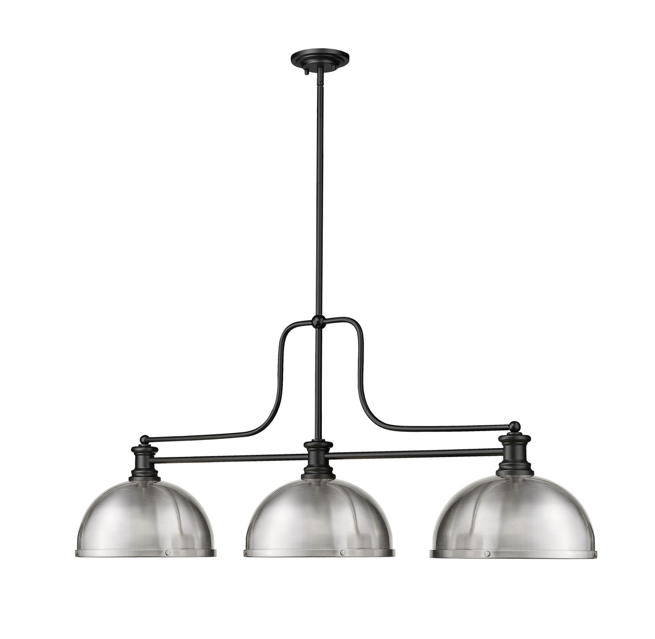 Z-LITE 725-3MB-D12BN 3 Light Billiard, Matte Black Z-LITE 725-3MB-D12BN 3 Light Billiard, Matte Black