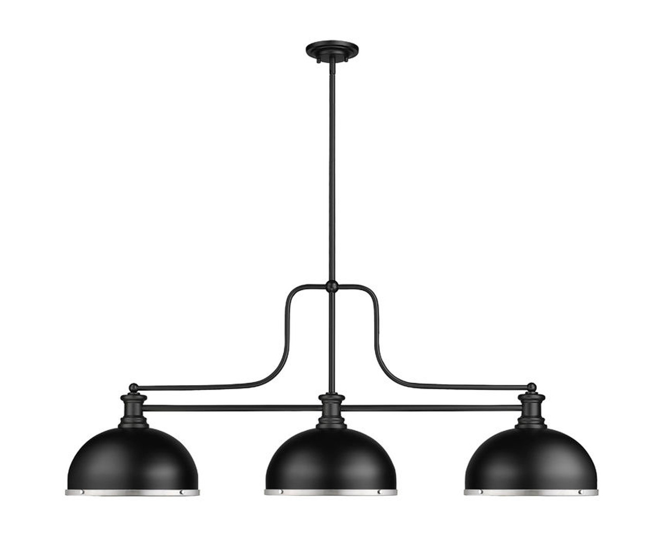 Z-LITE 725-3MB-D12MB+BN 3 Light Billiard, Matte Black Z-LITE 725-3MB-D12MB+BN 3 Light Billiard, Matte Black