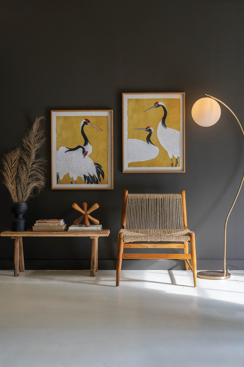 KALALOU CHH1487 Set 2 Framed Prints Under Glass -Black White And Red Herons