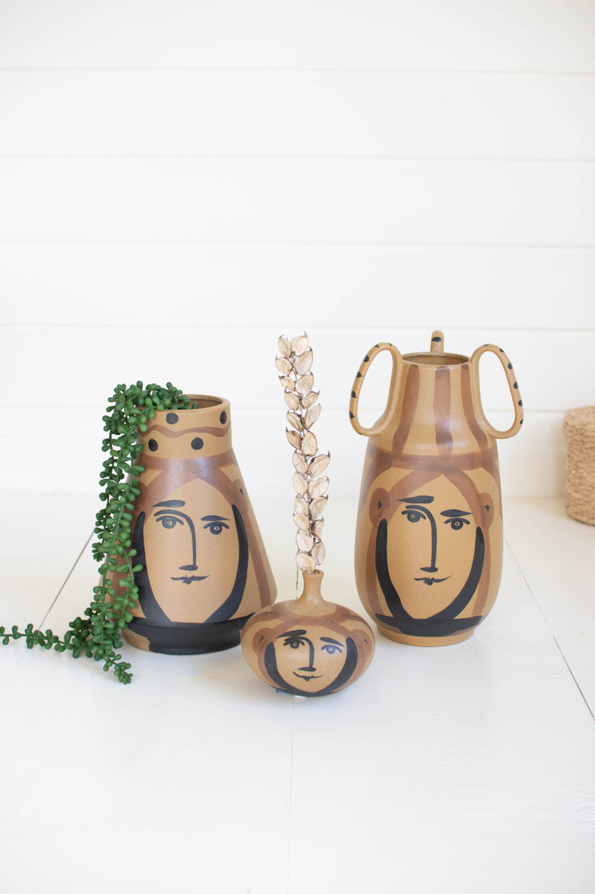 KALALOU CHN1309 Ceramic Face Bud Vase