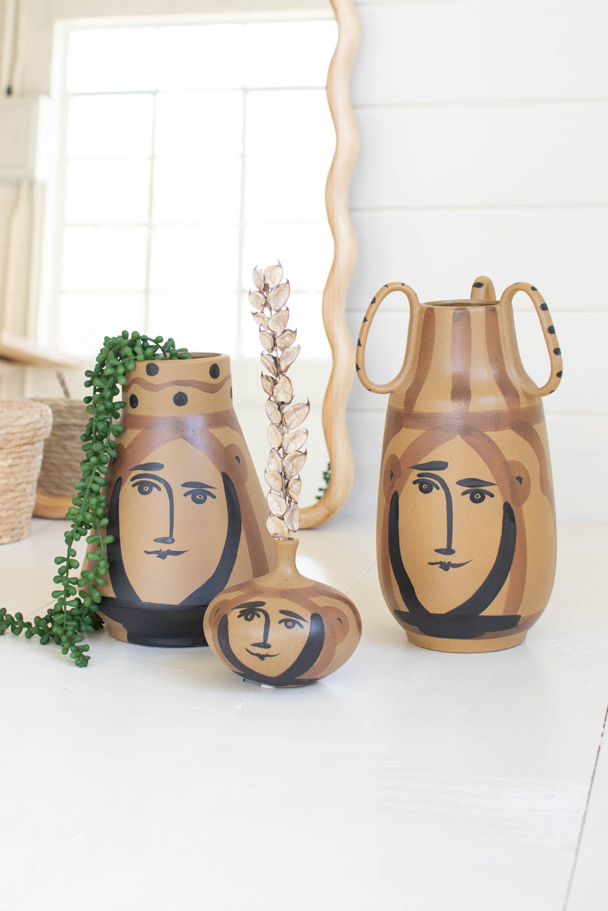KALALOU CHN1312 Ceramic Conical Face Vase