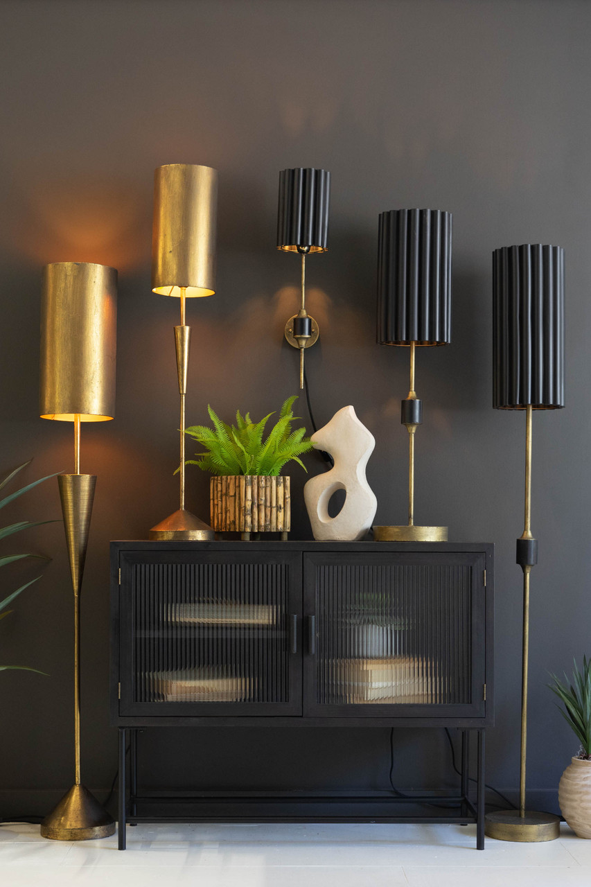 KALALOU CLL2803 Antique Gold Table Lamp With Metal Barrel Shade