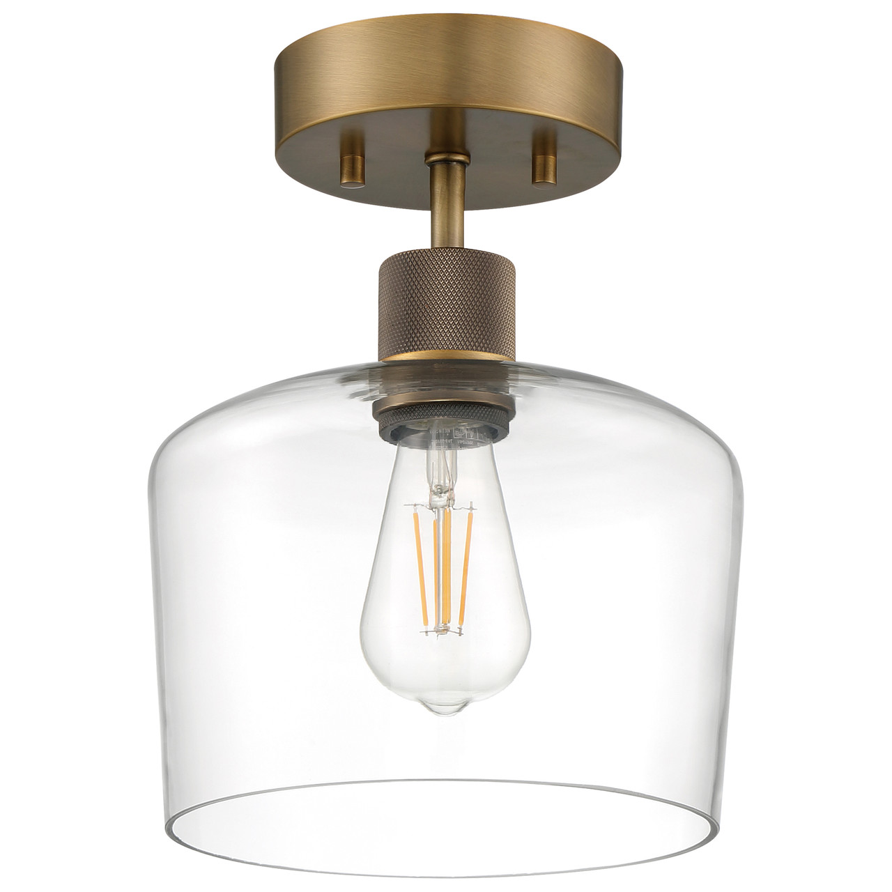 ACCESS LIGHTING 63147LEDDLP-ABB/CLR 1-Light Chardonnay LED Semi-Flush, Antique Brushed Brass