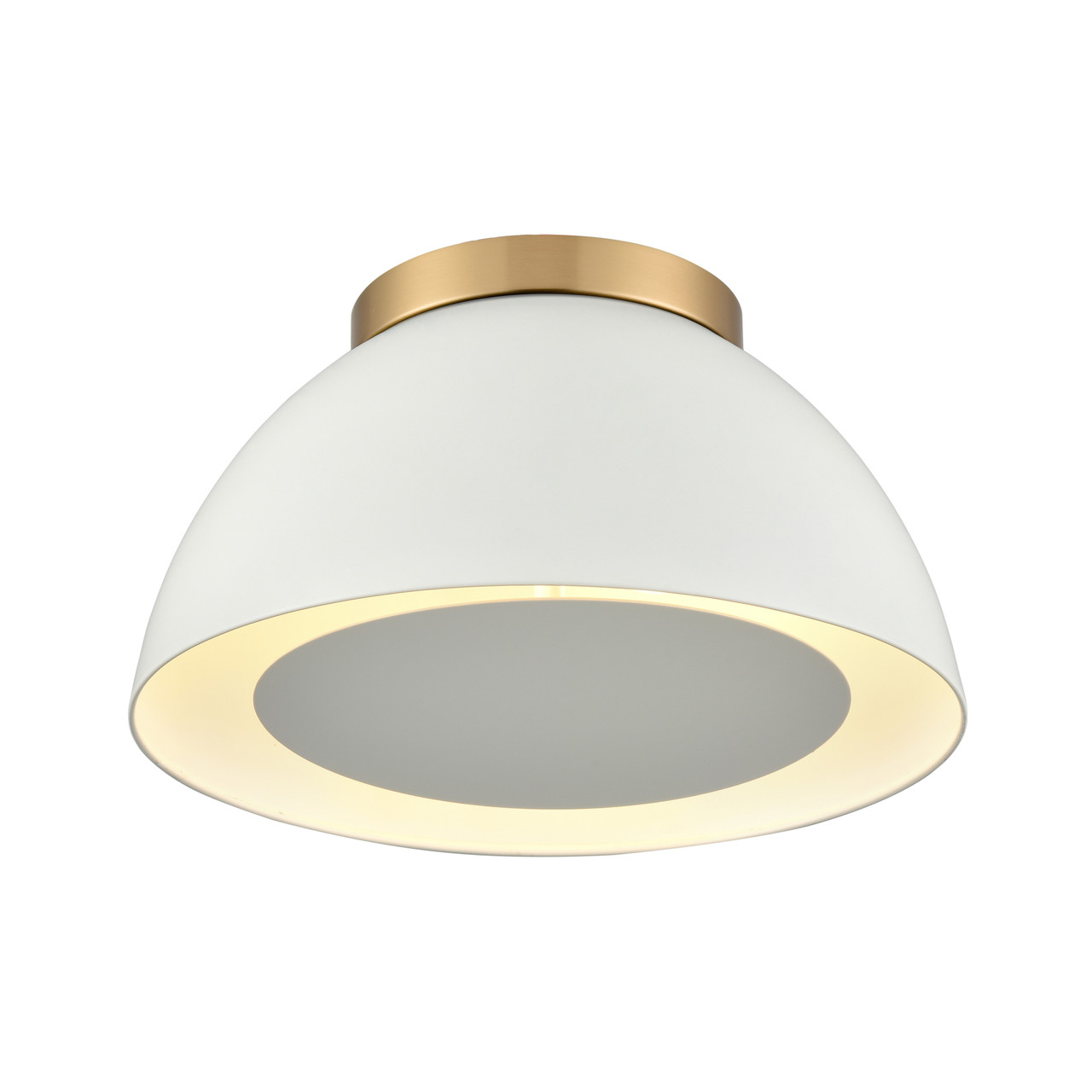 ELK HOME 52313/2 Pelham 10'' Wide 2-Light Flush Mount - Satin Brass with Matte White