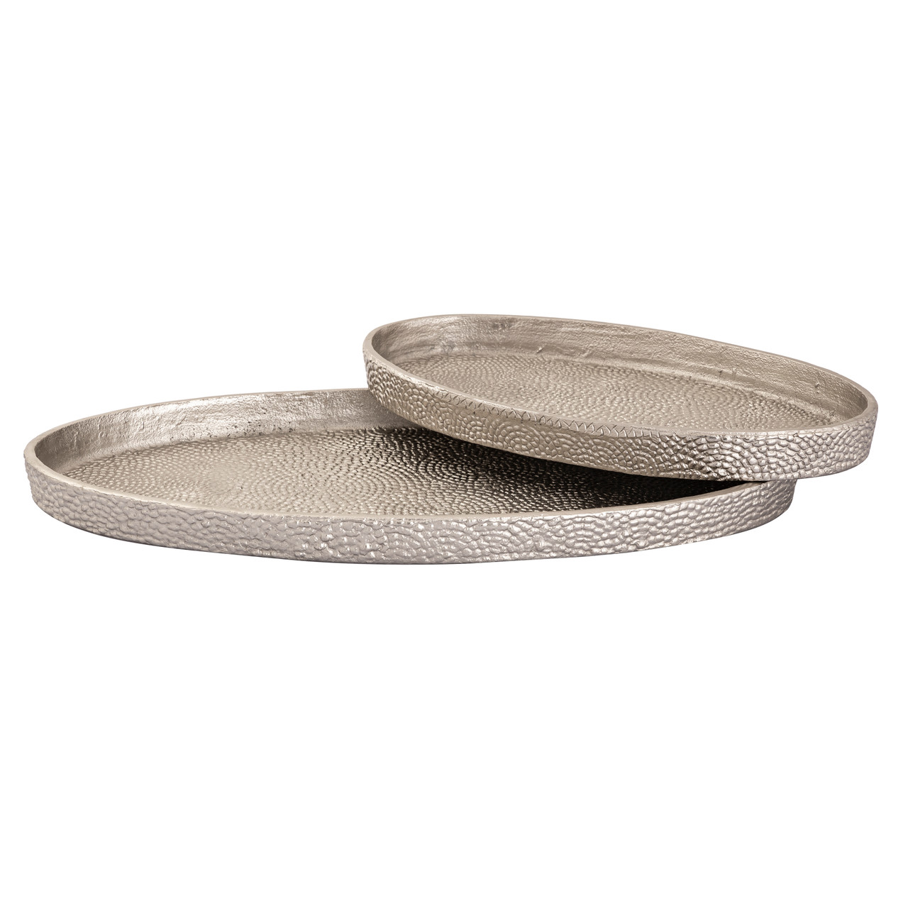 ELK HOME H0807-10660/S2 Oval Pebble Tray - Set of 2 Nickel