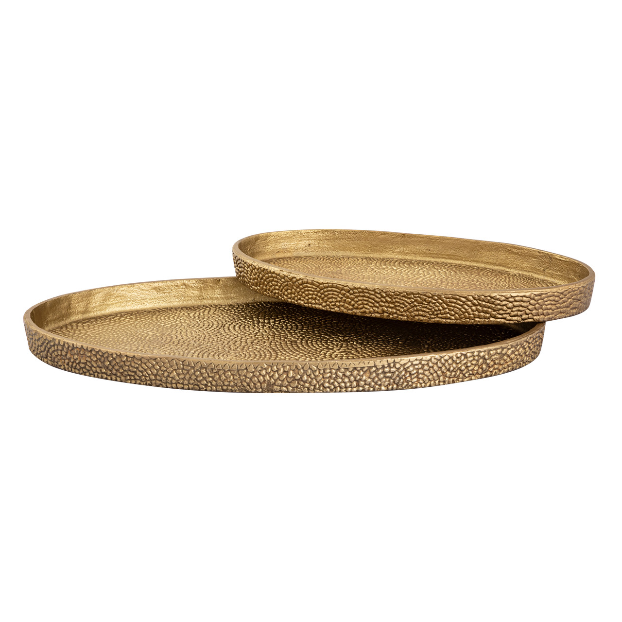 ELK HOME H0807-10655/S2 Oval Pebble Tray - Set of 2 Brass