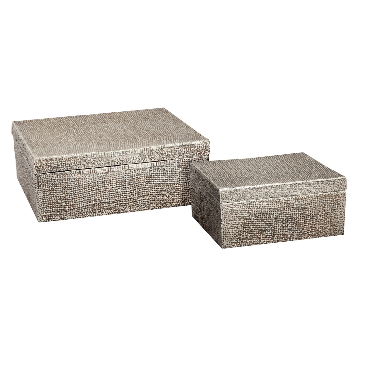 ELK HOME H0807-10666 Square Linen Texture Box - Small Nickel