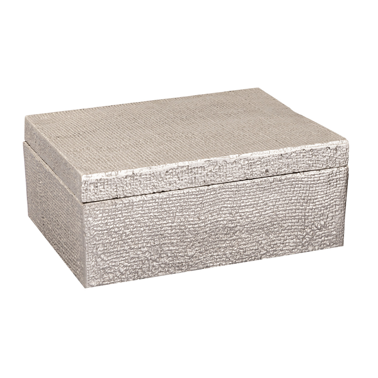 ELK HOME H0807-10665 Square Linen Texture Box - Large Nickel