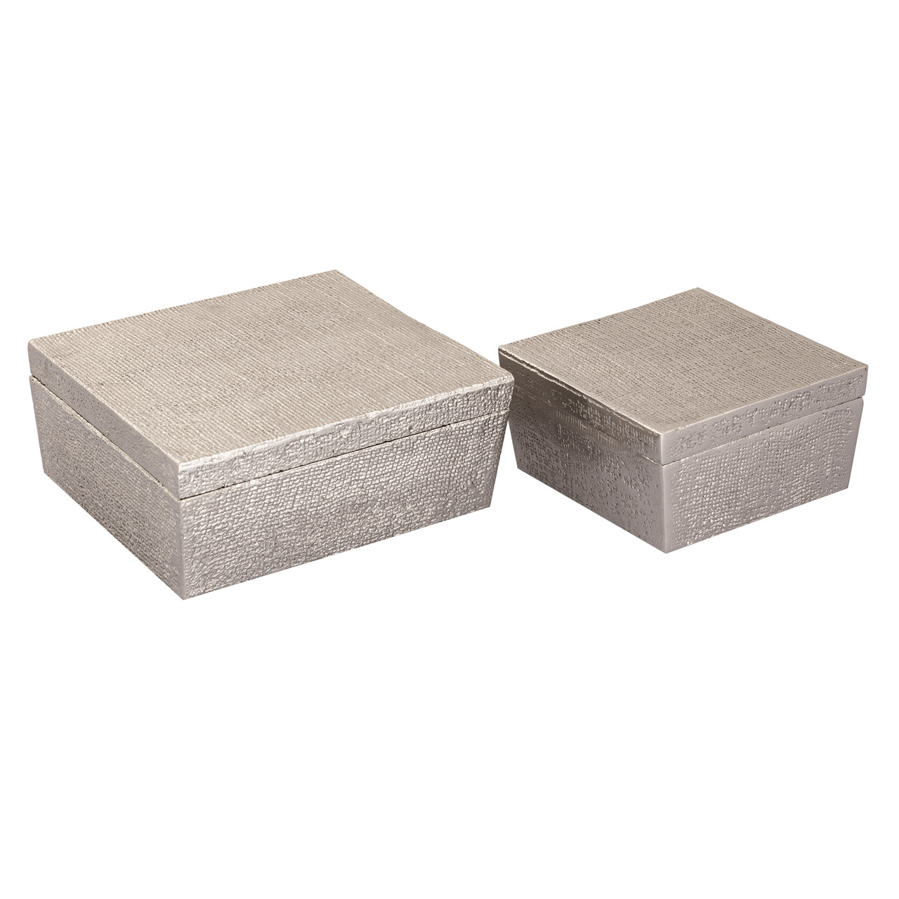 ELK HOME H0807-10665 Square Linen Texture Box - Large Nickel