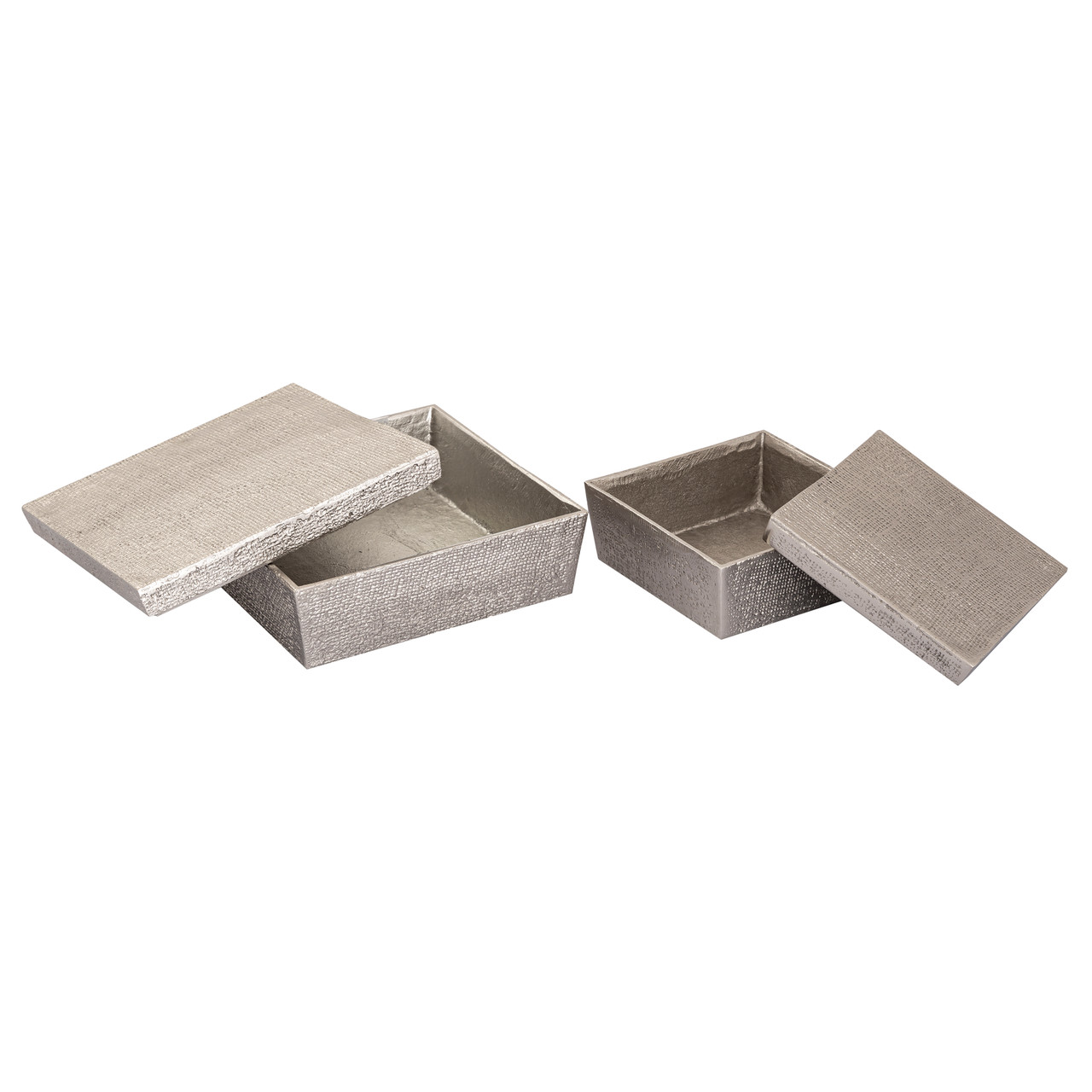 ELK HOME H0807-10665 Square Linen Texture Box - Large Nickel