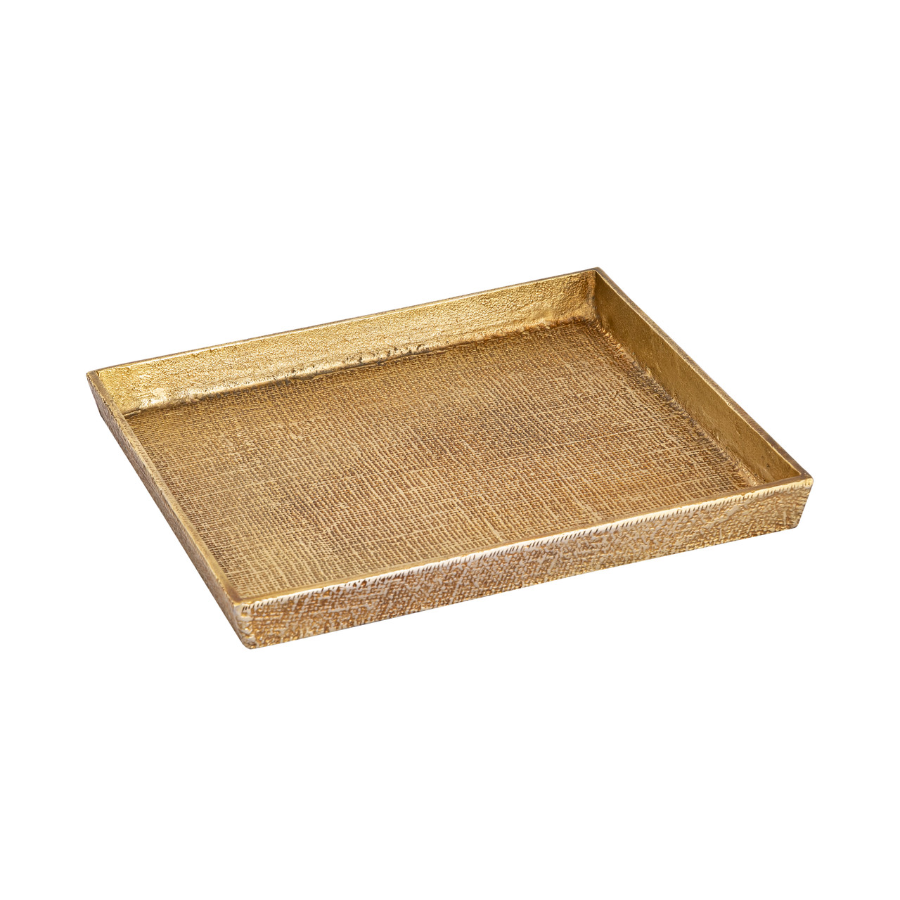 ELK HOME H0807-10664/S2 Square Linen Texture Tray - Set of 2 Brass