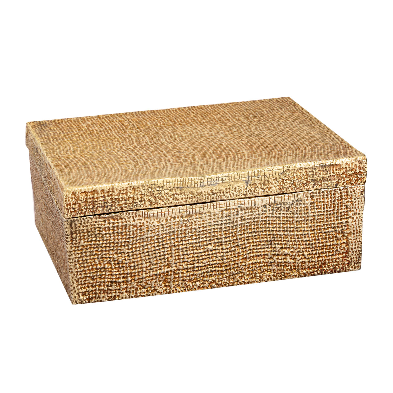 ELK HOME H0807-10662 Square Linen Texture Box - Large Brass