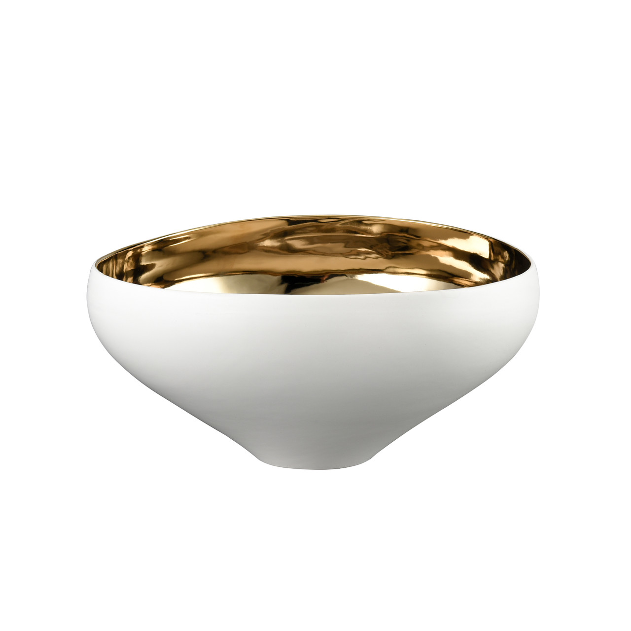 ELK HOME H0017-9755 Greer Bowl - Tall White and Gold Glazed