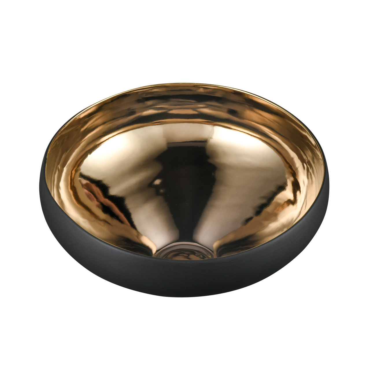 ELK HOME H0017-9754 Greer Bowl - Tall Black and Gold Glazed