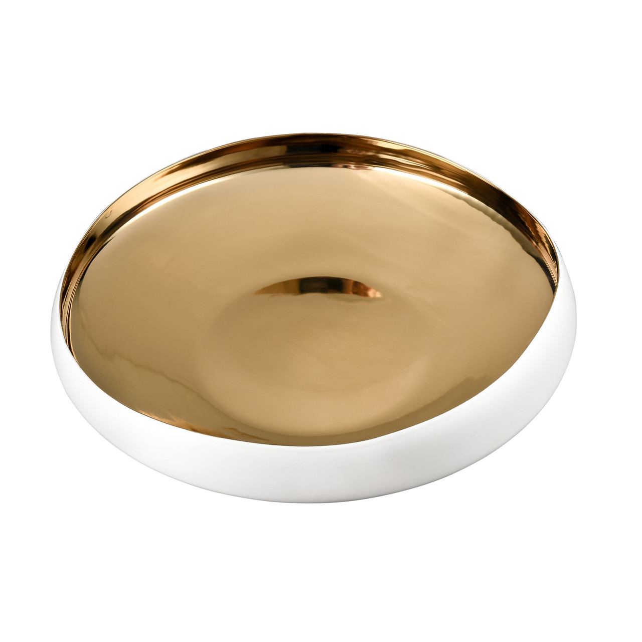 ELK HOME H0017-9746 Greer Bowl - Low White and Gold Glazed