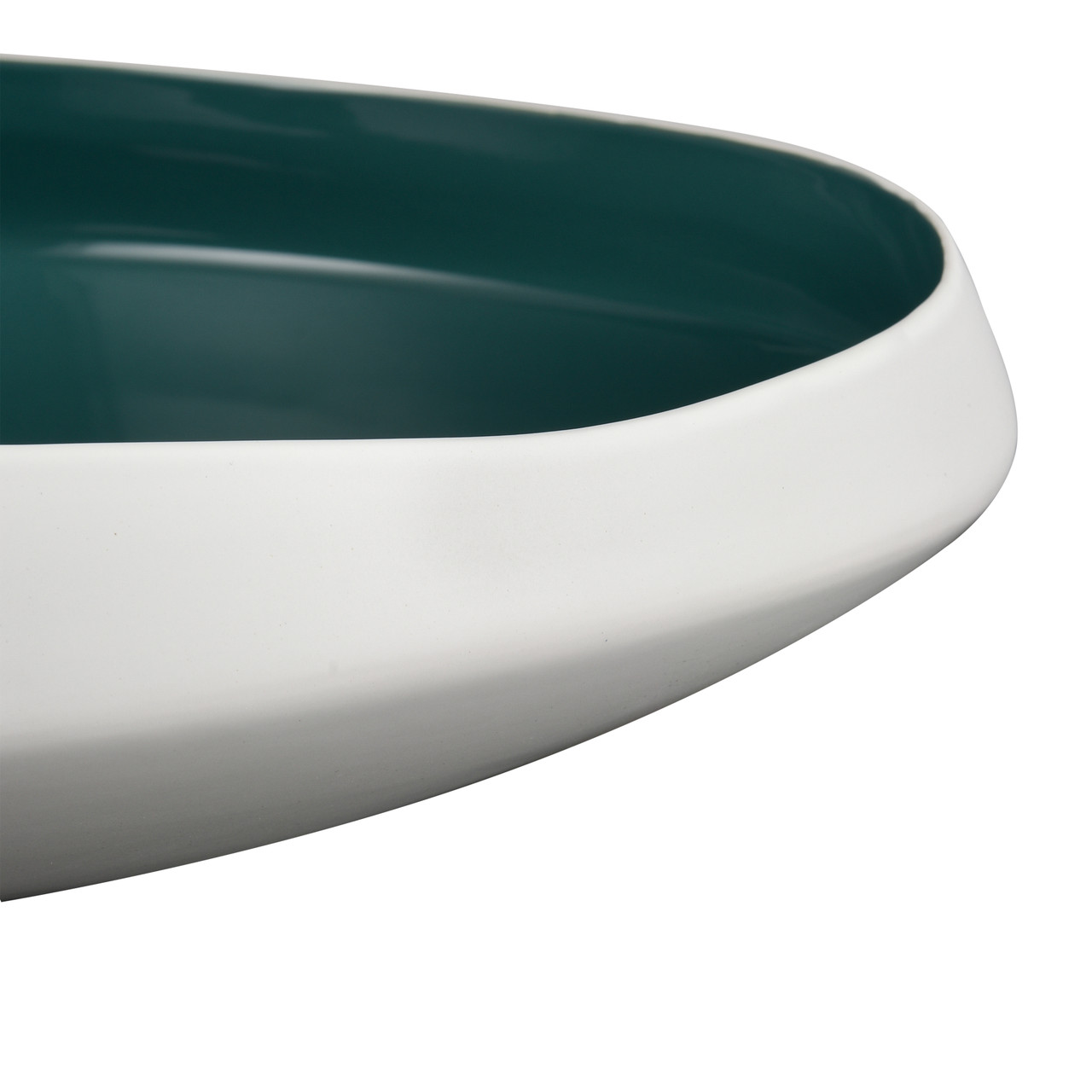 ELK HOME H0017-9744 Greer Bowl - Low White and Turquoise Glazed